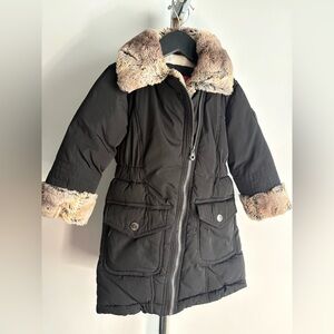 Catherine Malandrino Girls Faux Fur Trim Hooded Puffer Coat 4T